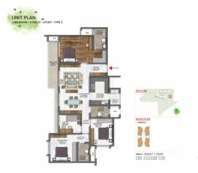 M3M The Cullinan 3 BHK Floor Plan